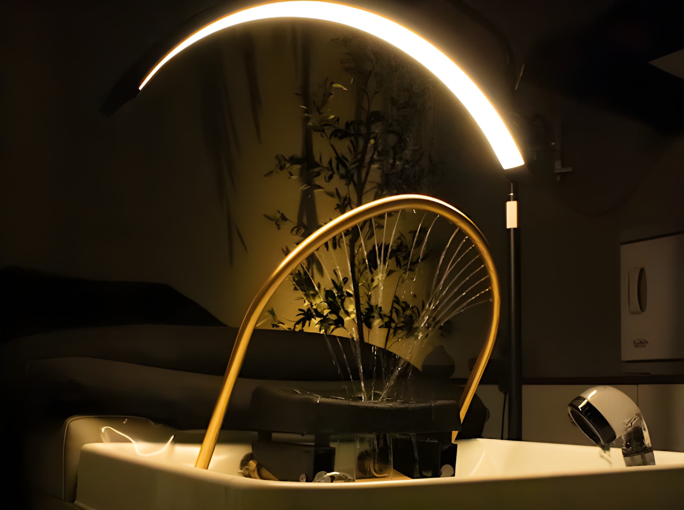 Restorative head spa massage at the gold water-therapy basin